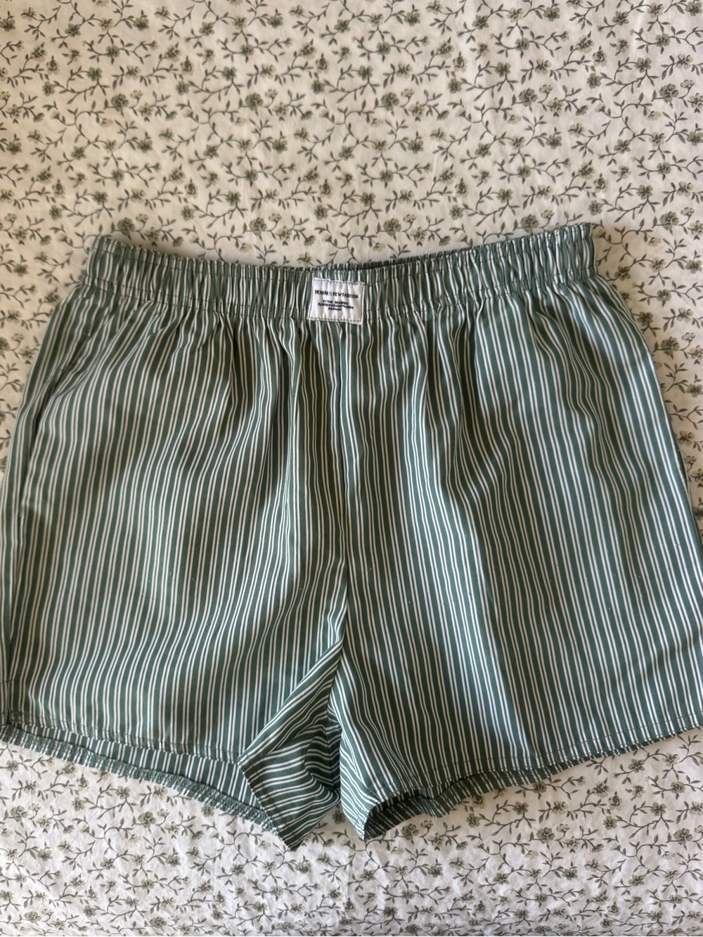Anthropologie Green and White Striped Athletic Shorts
